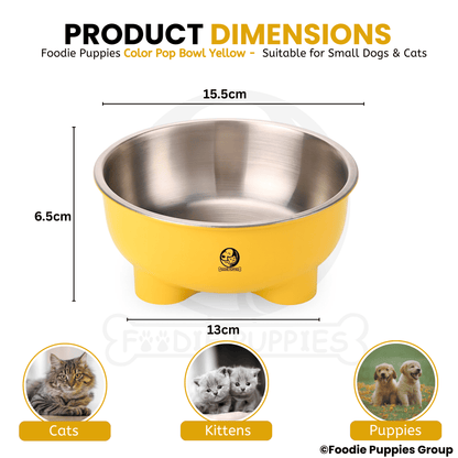 Steel Material Elevated Yellow Bowl For Cat & Kitten 