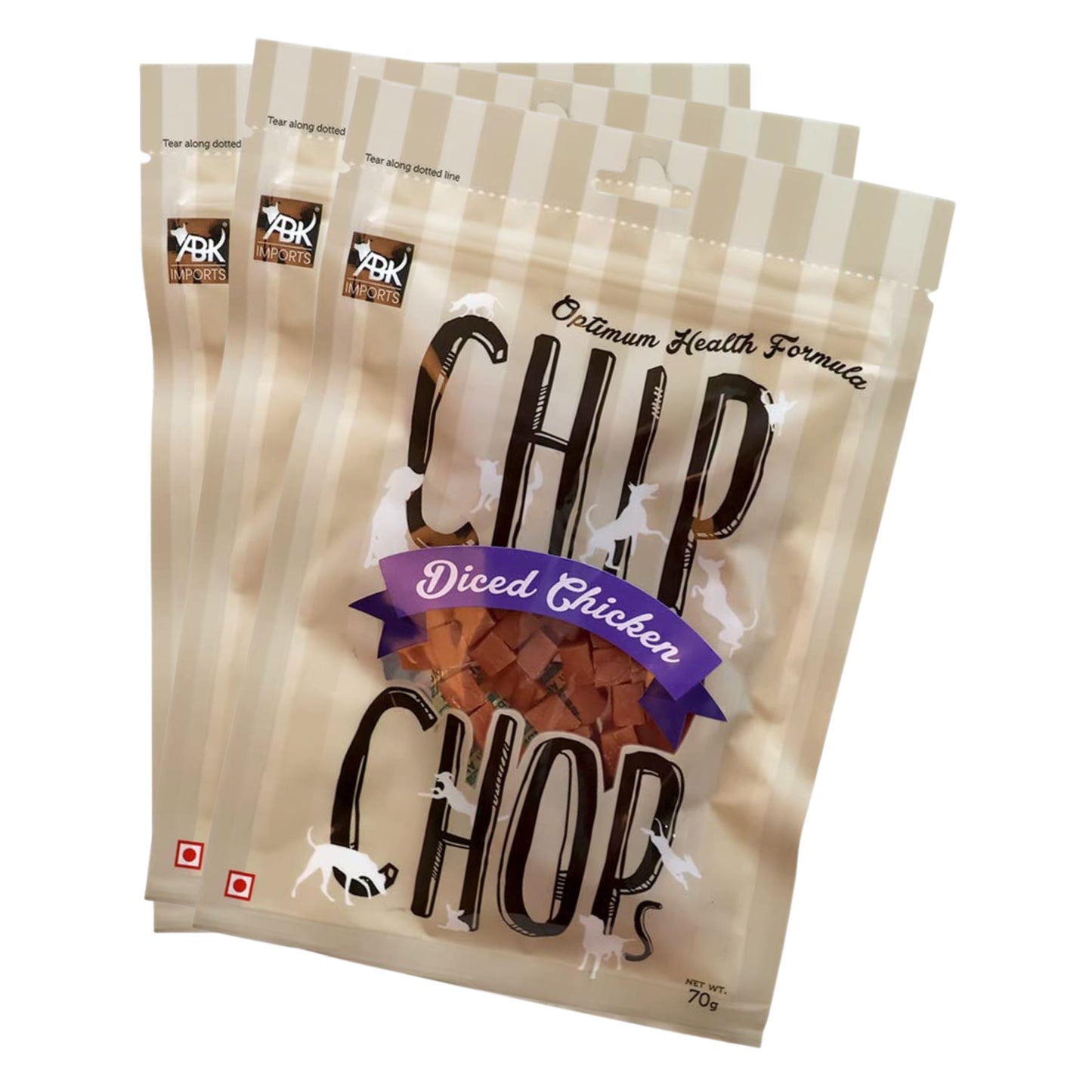 Chip Chops Dog Treats - Diced Chicken (70gm, Pack of 3)