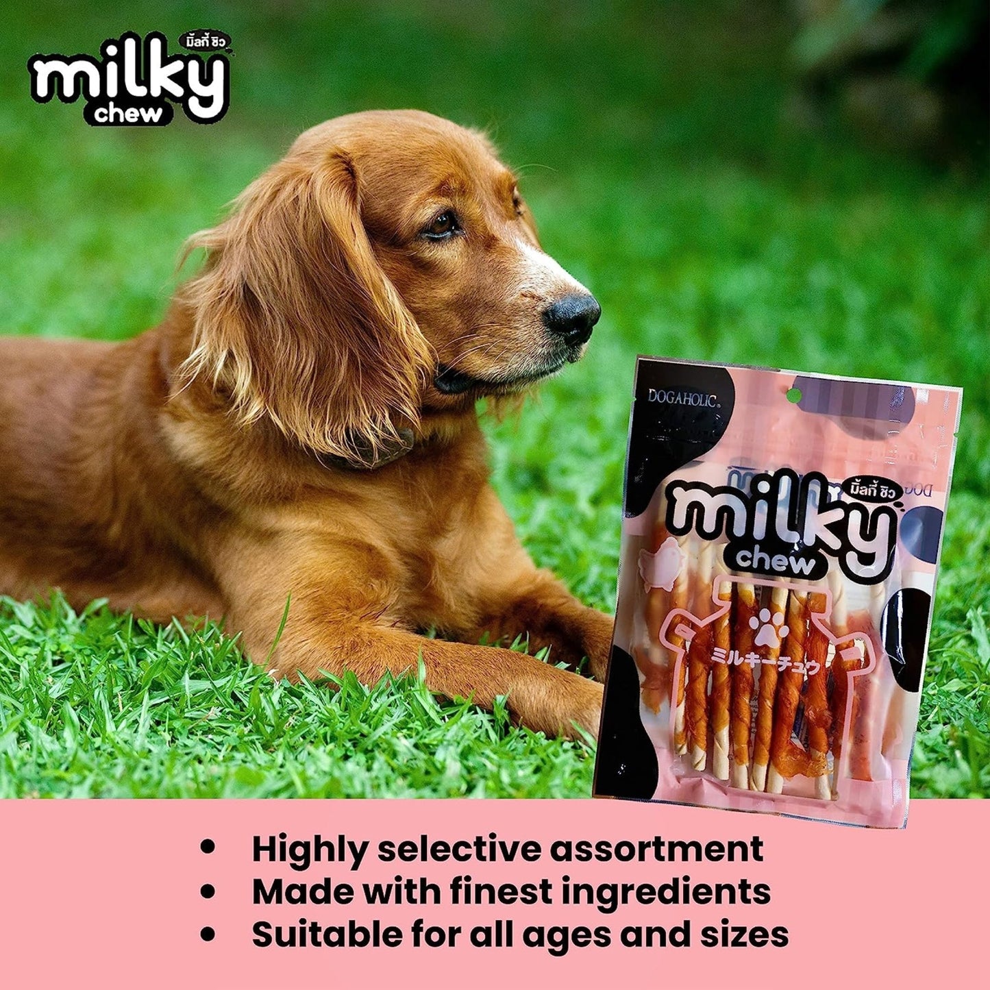 Dogaholic Milky Chew Chicken Stick 10-in-1 Dog Treat, Pack of 2