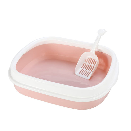 Foodie Puppies Cat Litter Tray with Rim & Scooper - Peach