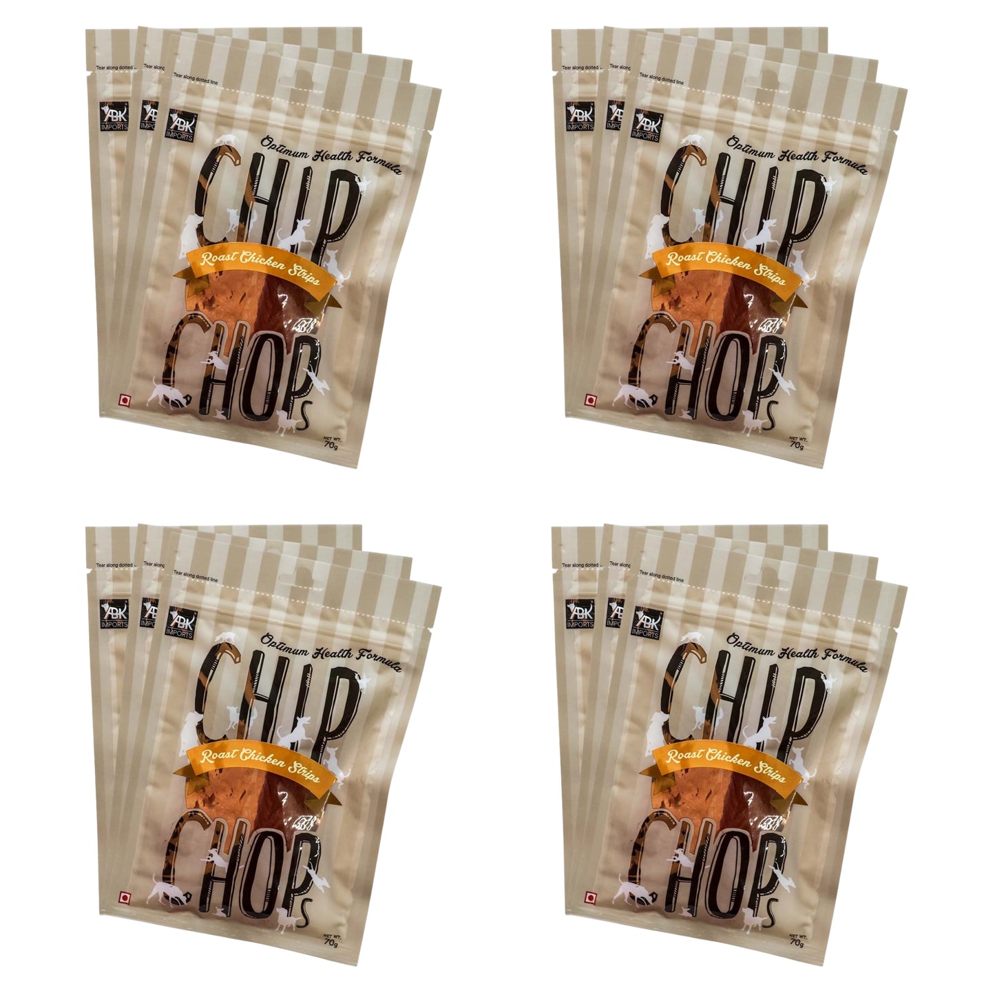 Chip Chops Dog Treats - Roast Chicken Strips (70gm, Pack of 12)