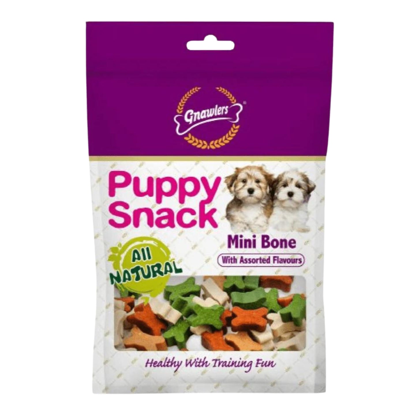 Gnawlers Puppy Snack Mini Bone Treat with Assorted Flavors - 250gm