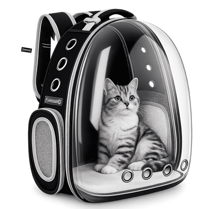 Transparent Travel Backpack for Puppies & Cats (Black)