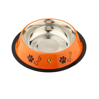 Foodie Puppies Printed Steel Bowl for Pets - 1800ml (Orange)