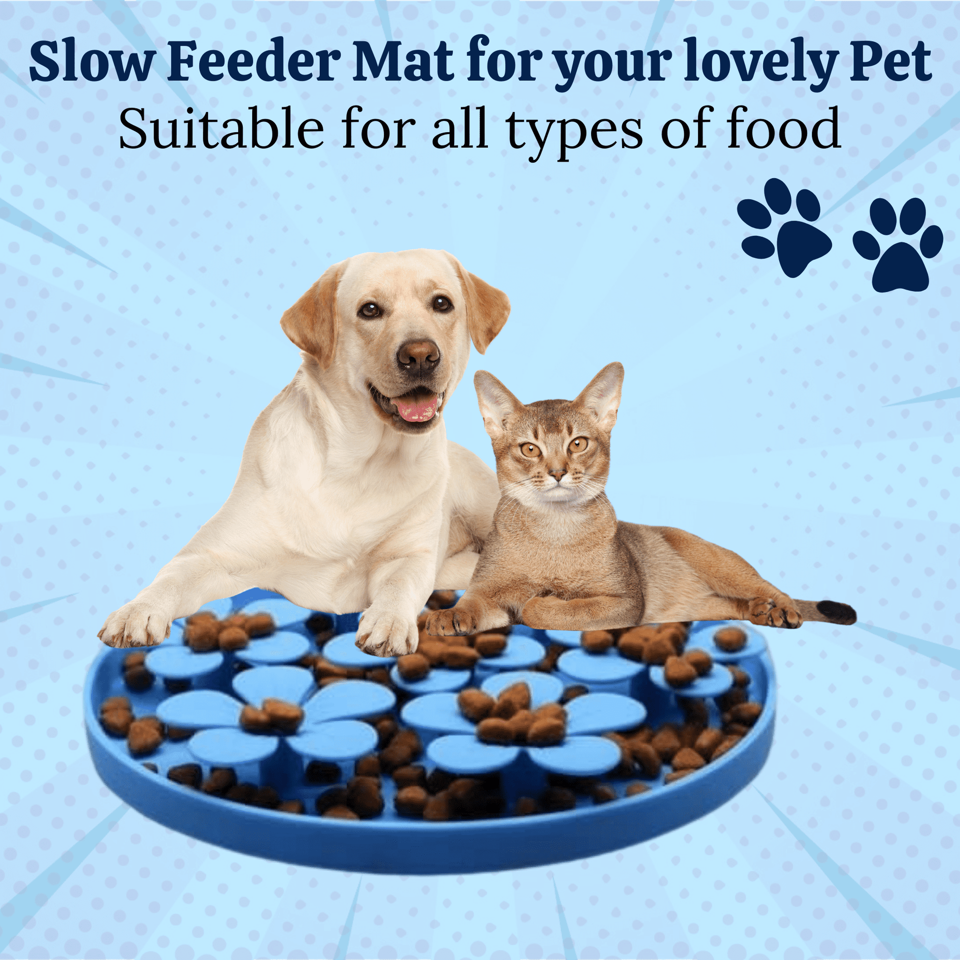 Round Flower Silicone Lick Mat for Cats Puppies, Pack of