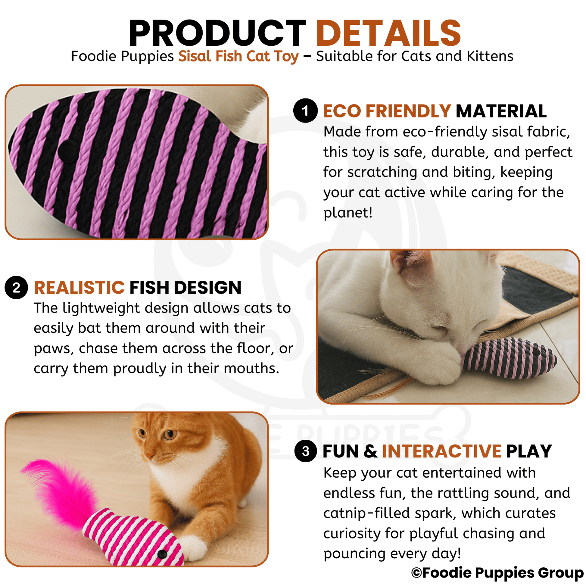 Colorful fish-shaped cat toys with feathers