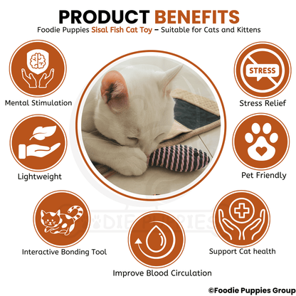 Colorful fish-shaped cat toys with feathers