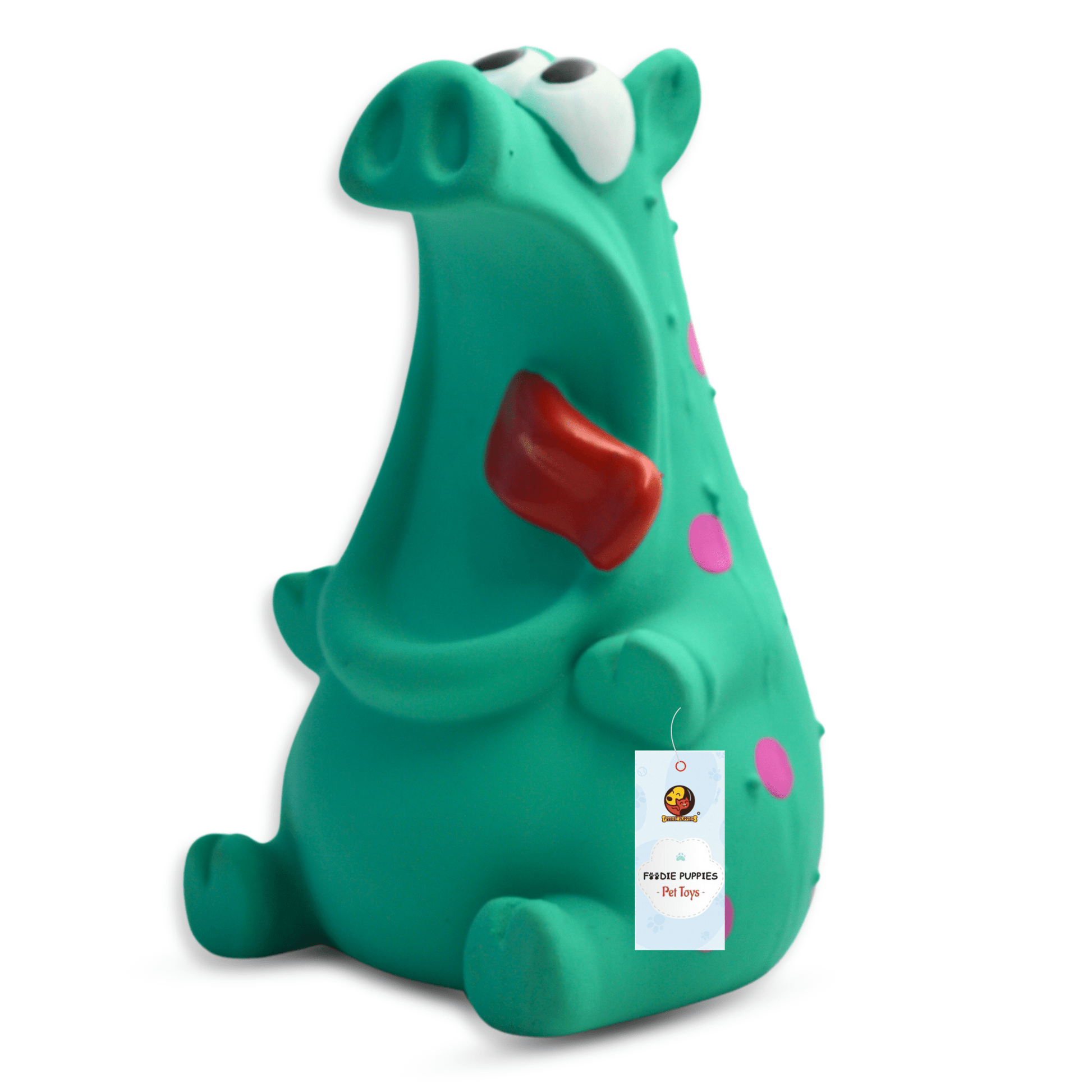 Dog Latex Green Piggy Monster Squeaky Chew Toy for Small Dogs and