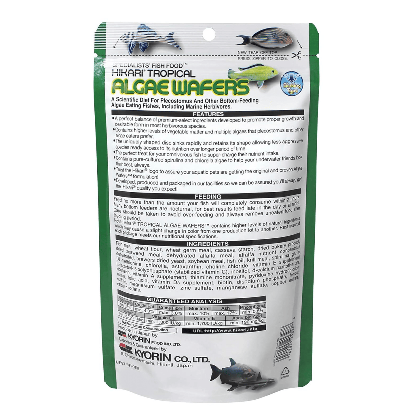 HIKARI Tropical Algae Wafers (20G) Aquarium Fish Food For All Life Stages