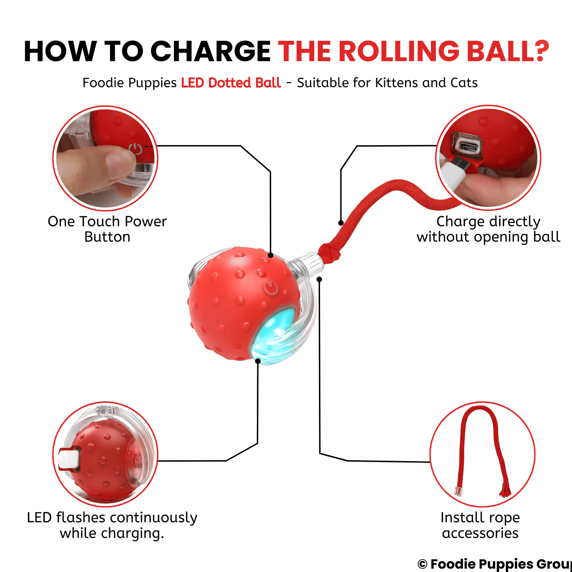 Automatic Rolling Smart LED Ball Cat Toys