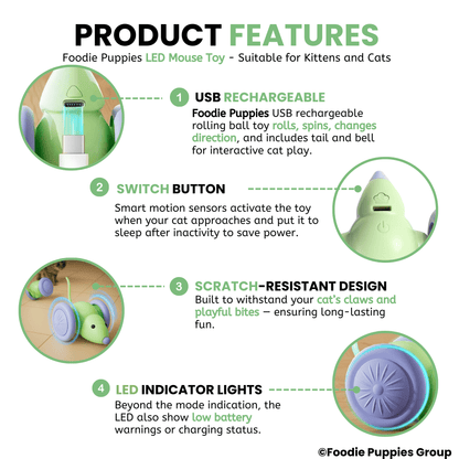 Smart Interactive LED Wheel Mouse Toy For Cat & Kitten