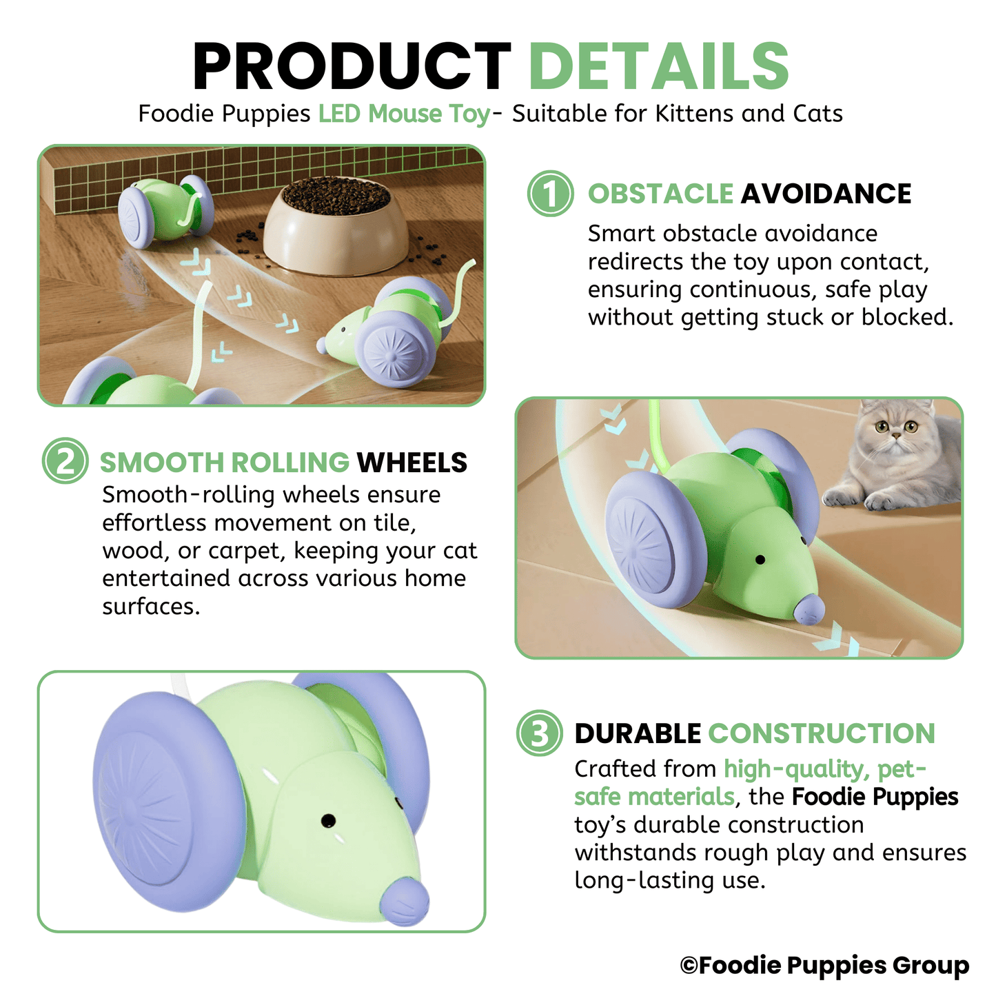 Smart Interactive LED Wheel Mouse Toy For Cat & Kitten