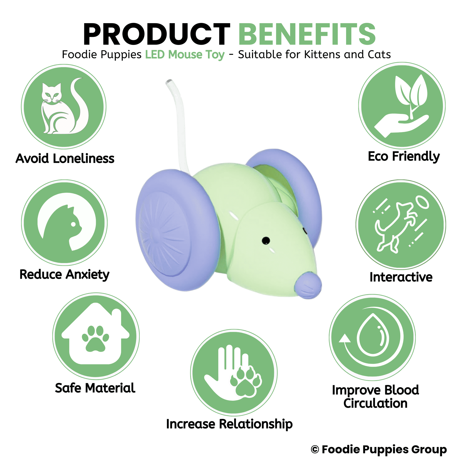 Smart Interactive LED Wheel Mouse Toy For Cat & Kitten