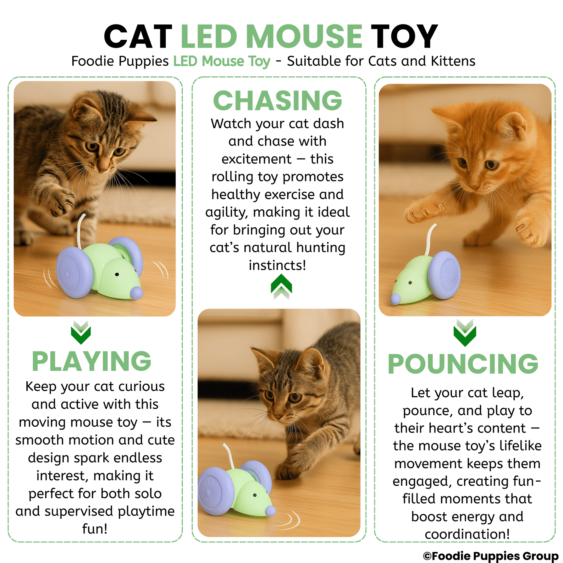 Smart Interactive LED Wheel Mouse Toy For Cat & Kitten