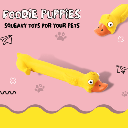 Latex Rubber Squeaky Dog Chew Toy - Yellow Duck