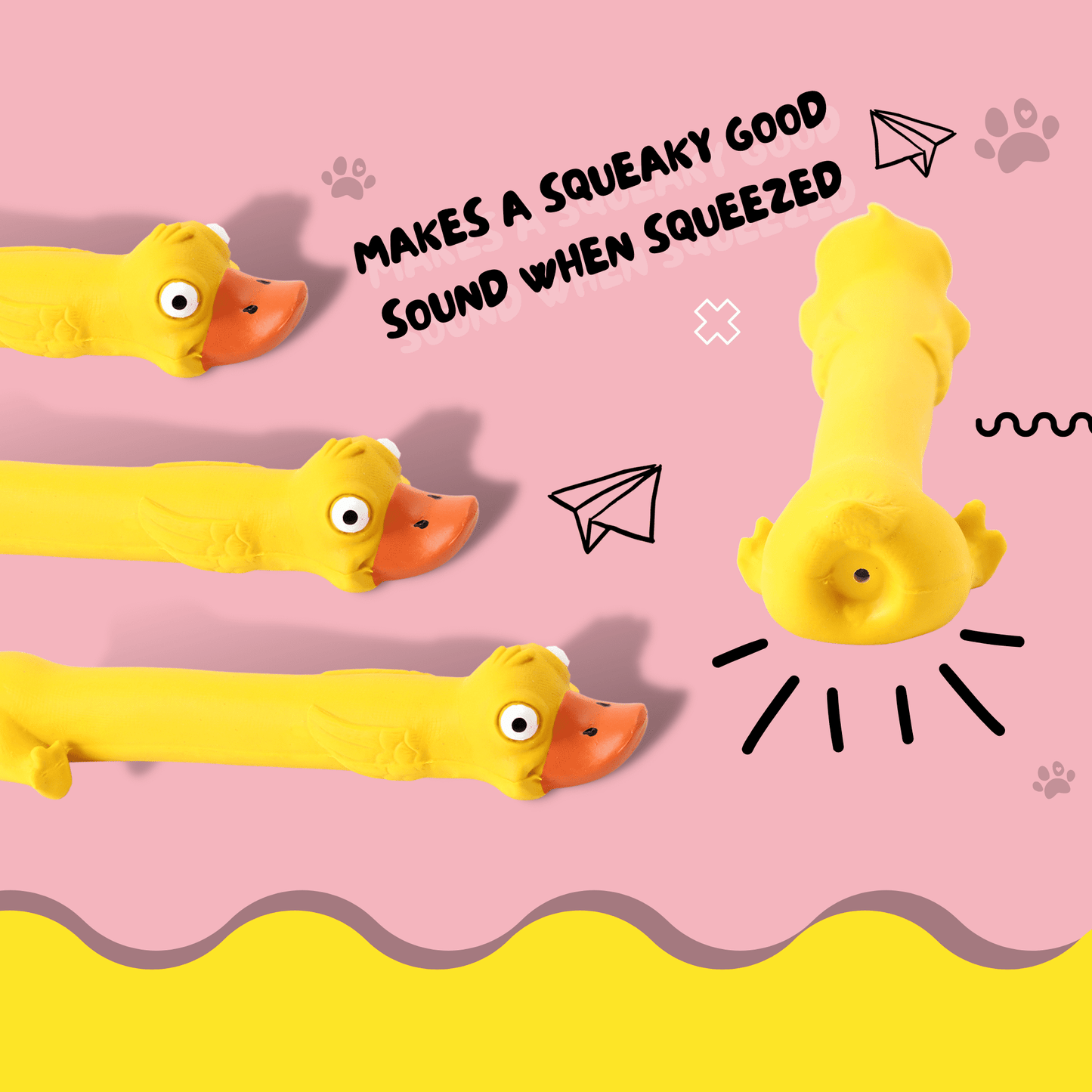 Latex Rubber Squeaky Dog Chew Toy - Yellow Duck