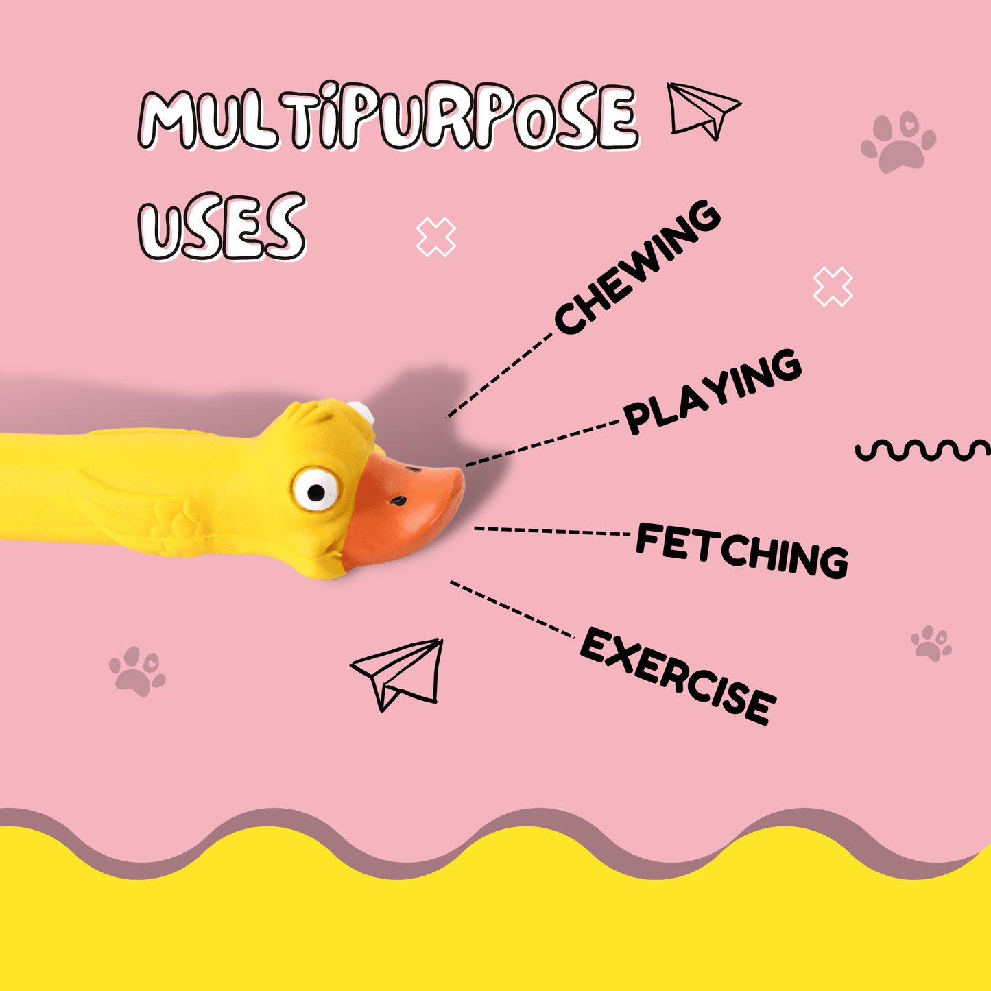 Latex Rubber Squeaky Dog Chew Toy - Yellow Duck