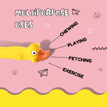 Latex Rubber Squeaky Dog Chew Toy - Yellow Duck