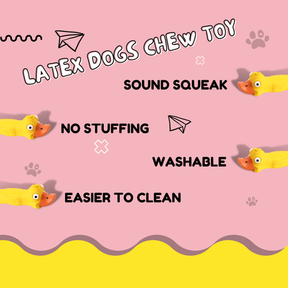 Latex Rubber Squeaky Dog Chew Toy - Yellow Duck