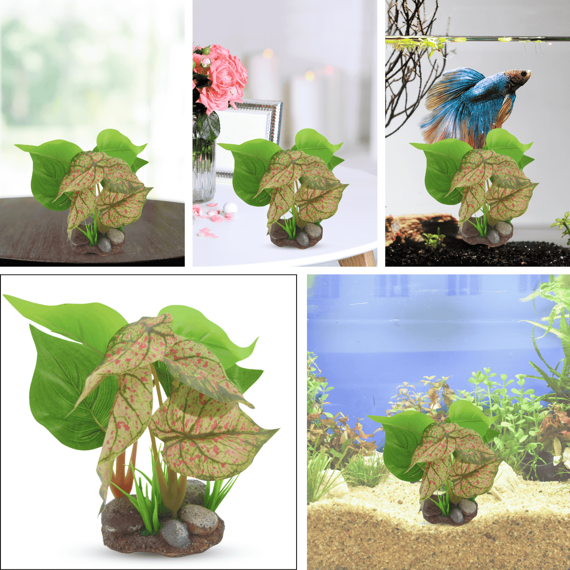 money plant for aquarium Artificial Money Plant for Aquarium with Resin Base