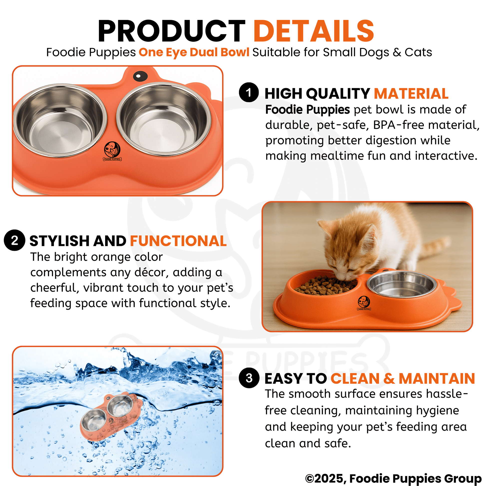 One-Eye Double Steel Cat Bowl