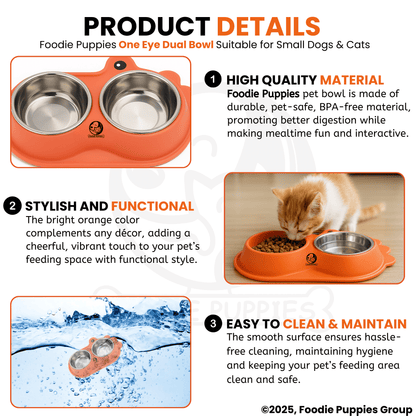 One-Eye Double Steel Cat Bowl