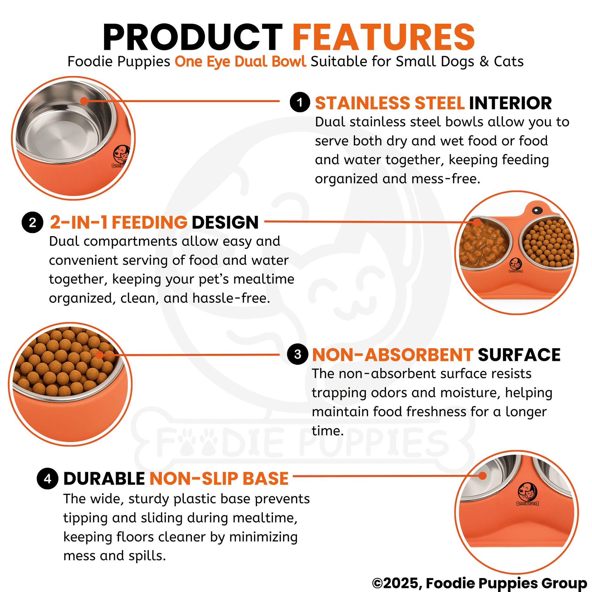 One-Eye Double Steel Cat Bowl