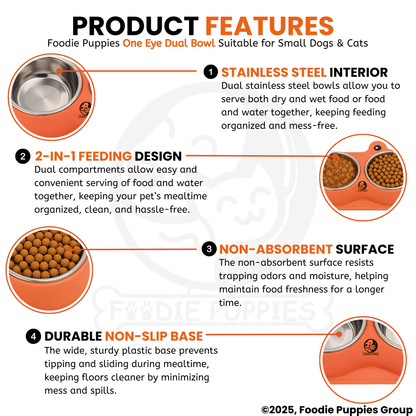 One-Eye Double Steel Cat Bowl