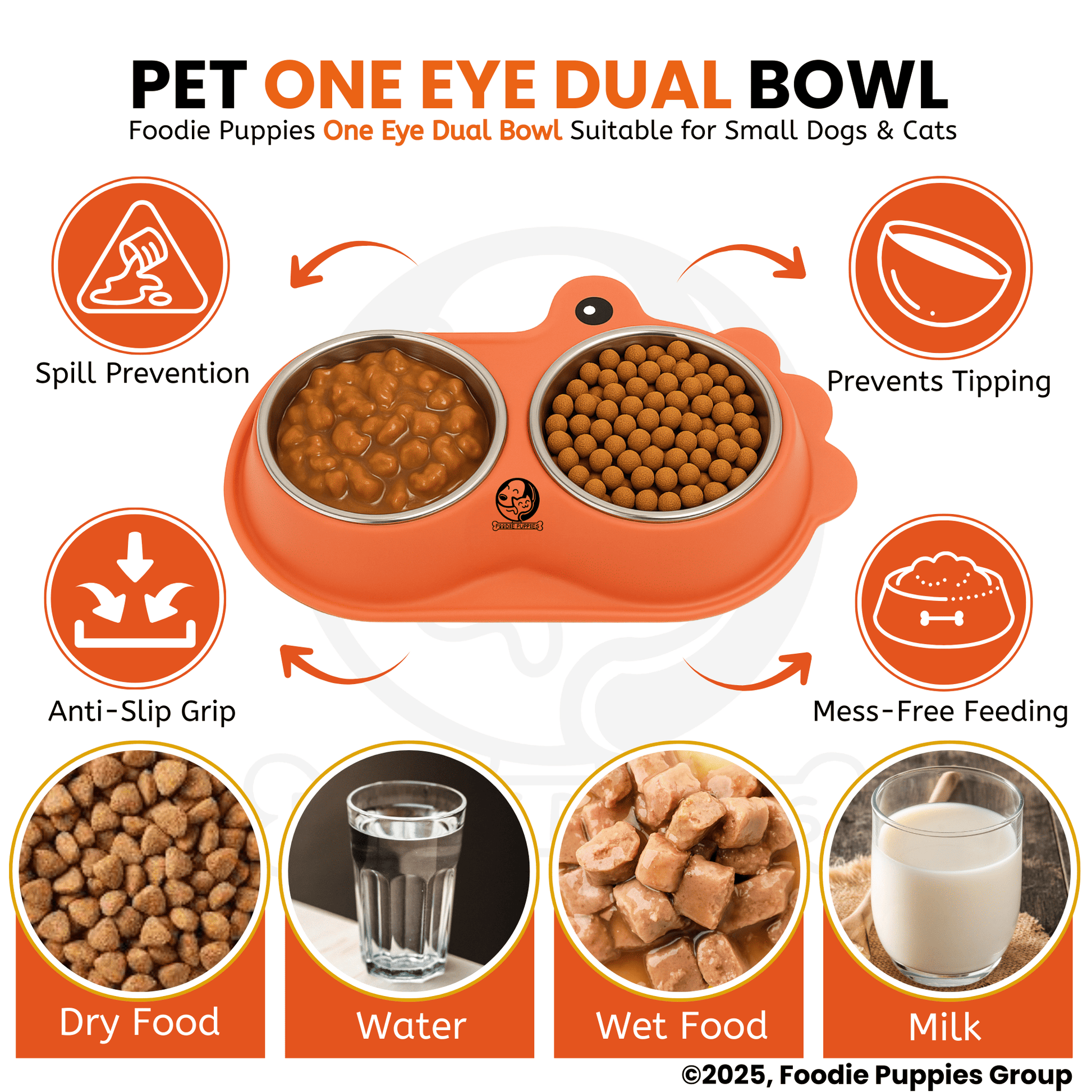 One-Eye Double Steel Cat Bowl