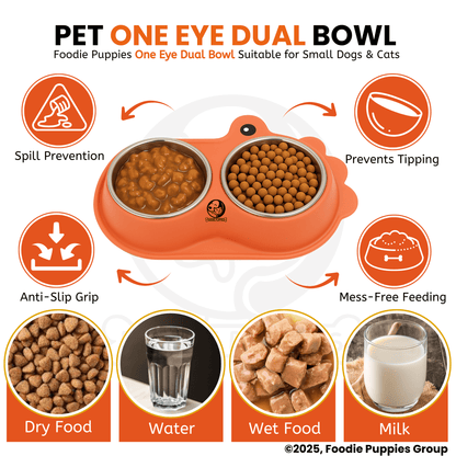 One-Eye Double Steel Cat Bowl