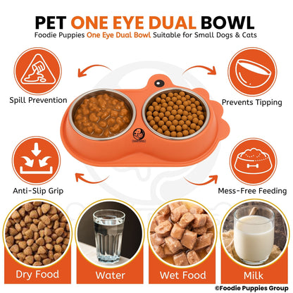 Pet Double Feeding Tilted Cat Bowl for Cats, Kittens & Puppies