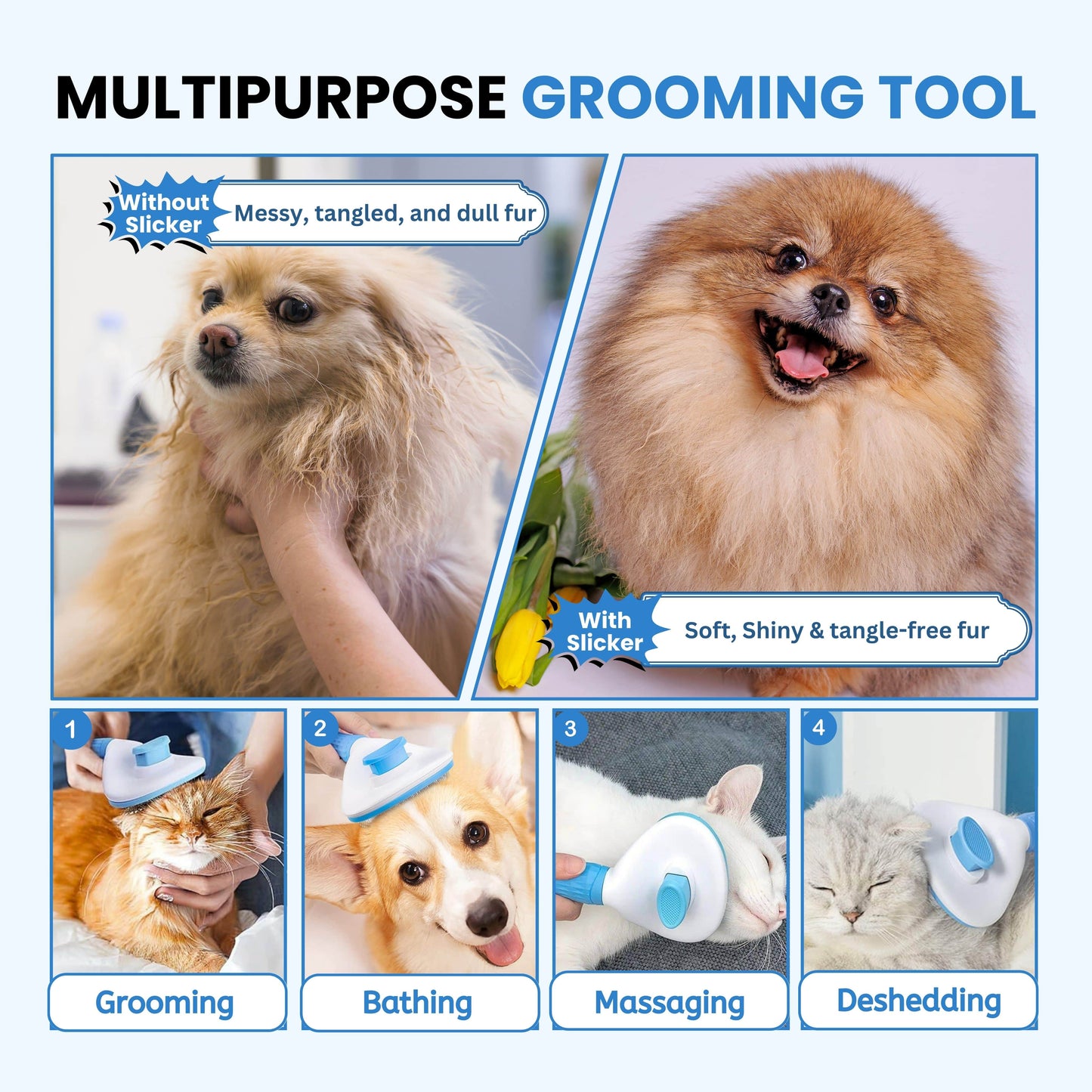 Pet Grooming Slicker for Dogs and Cats - (Oval Slicker)