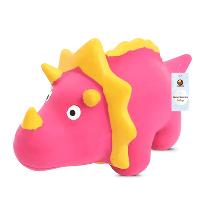 Pink Digno Dog Squeaky Chew Toy (16cm) for Small Dogs and Puppies