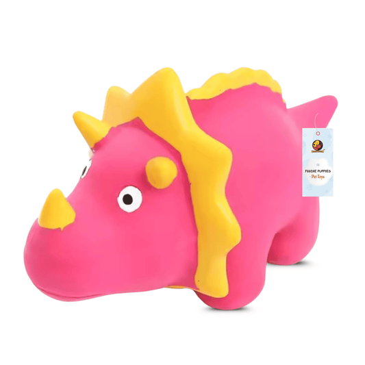 Pink Digno Dog Squeaky Chew Toy (16cm) for Small Dogs and Puppies