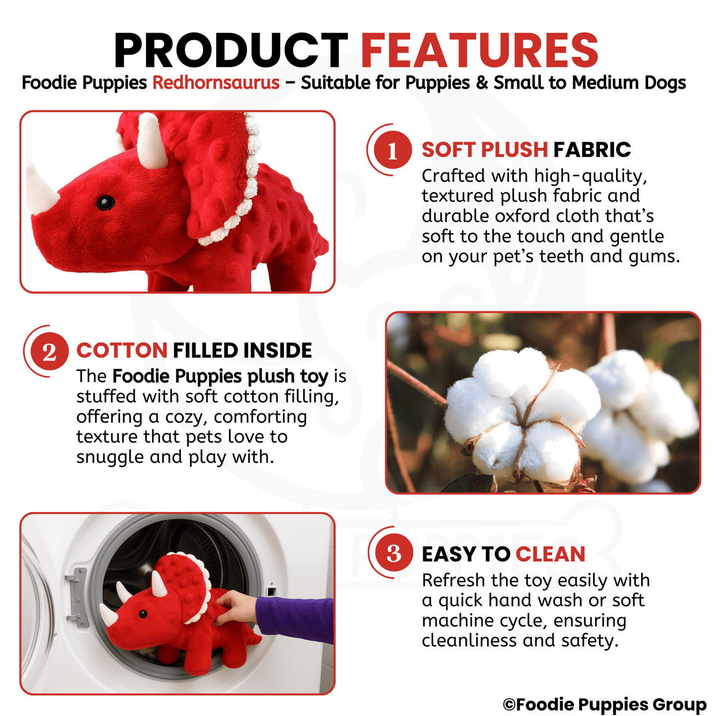 Red Hornsaurus Squeaky Toy For Dog