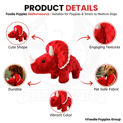 Red Hornsaurus Squeaky Toy For Dog