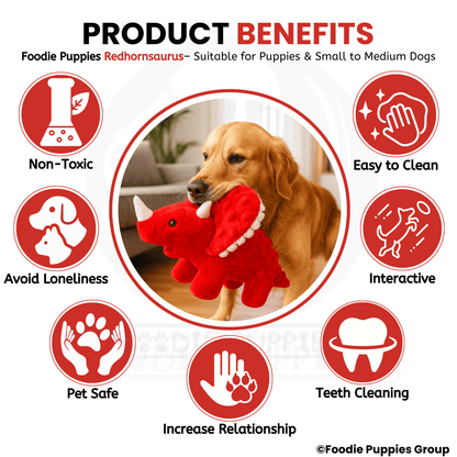 Red Hornsaurus Squeaky Toy For Dog