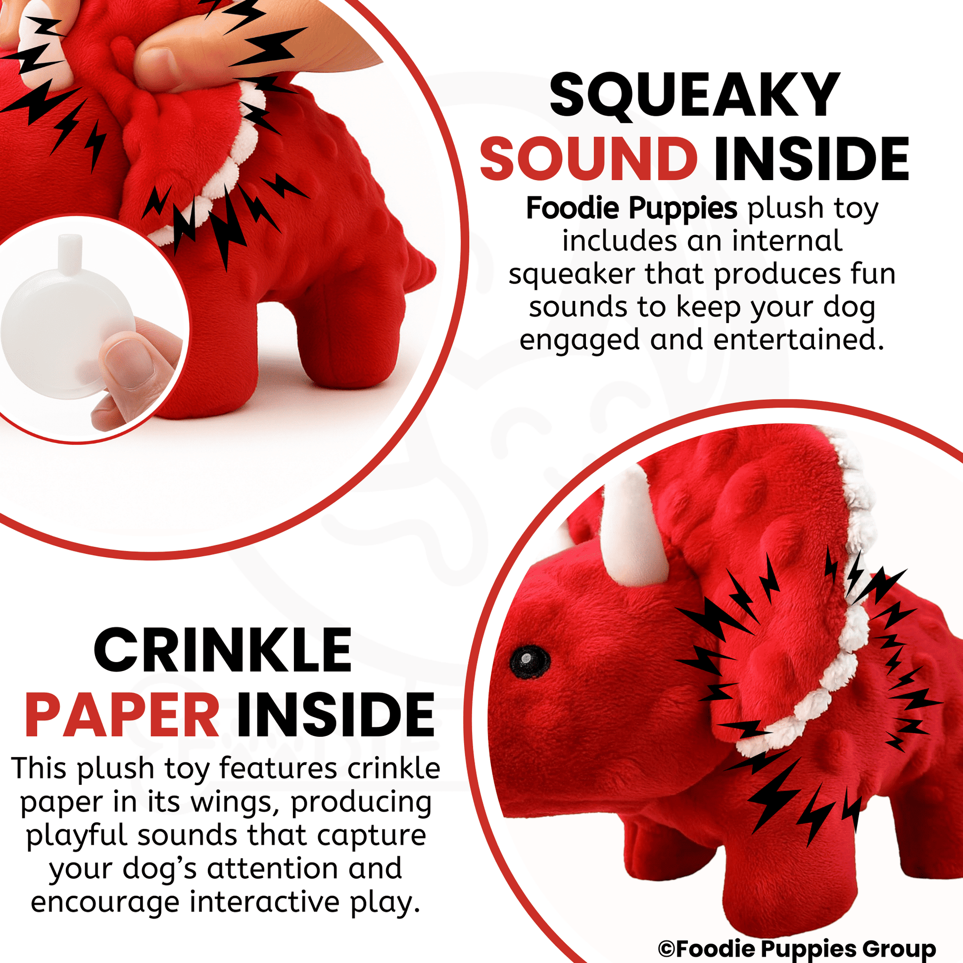 Red Hornsaurus Squeaky Toy For Dog