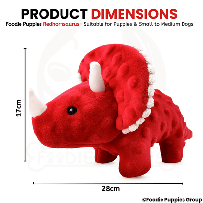 Interactive Red Hornsaurus Squeaky Plush Toy for Puppies and Small to Medium Dogs