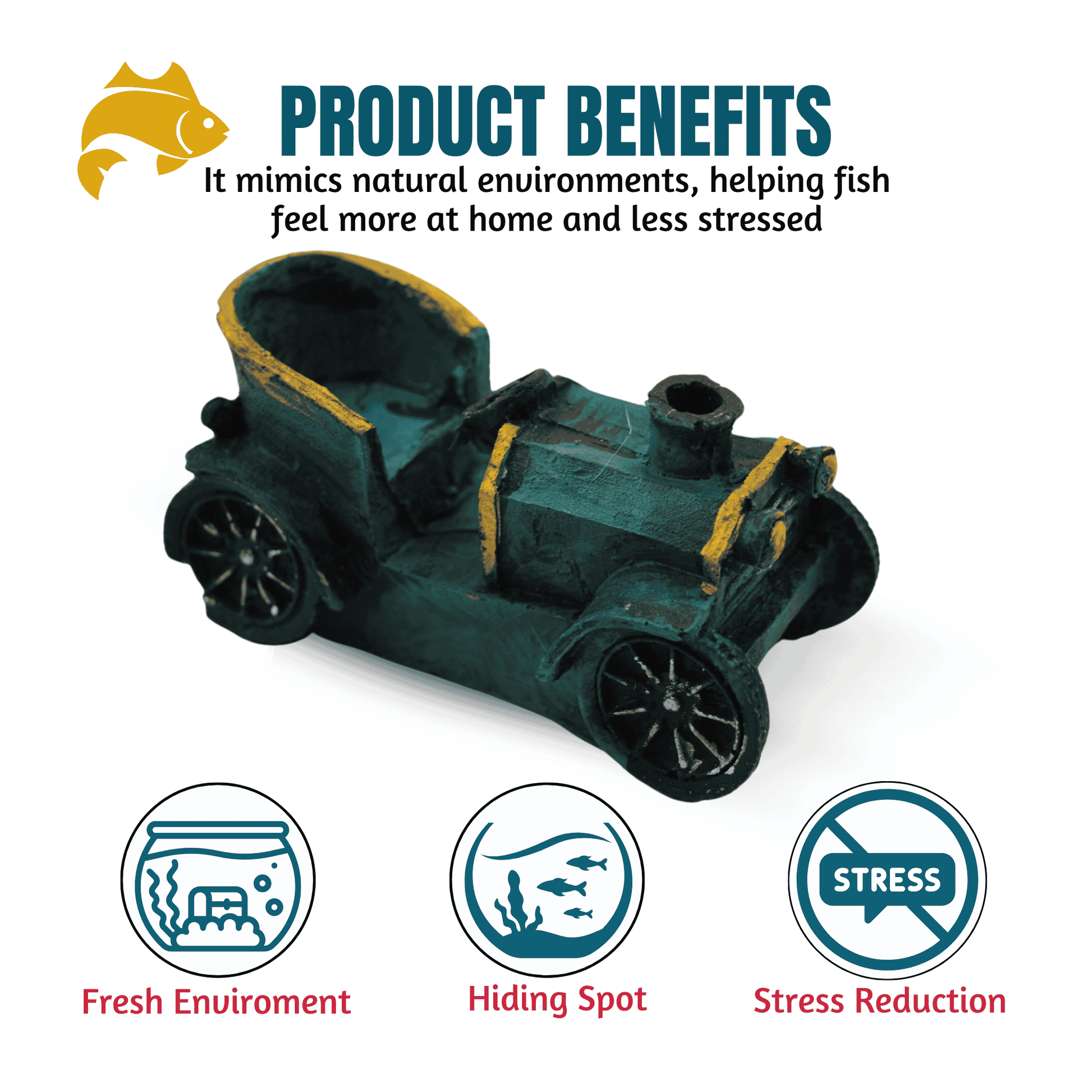 car fish tank accessories Thematic Retro Chimney Car Decor for Aquarium, Fish Tank Accessories, – Foodie Puppies