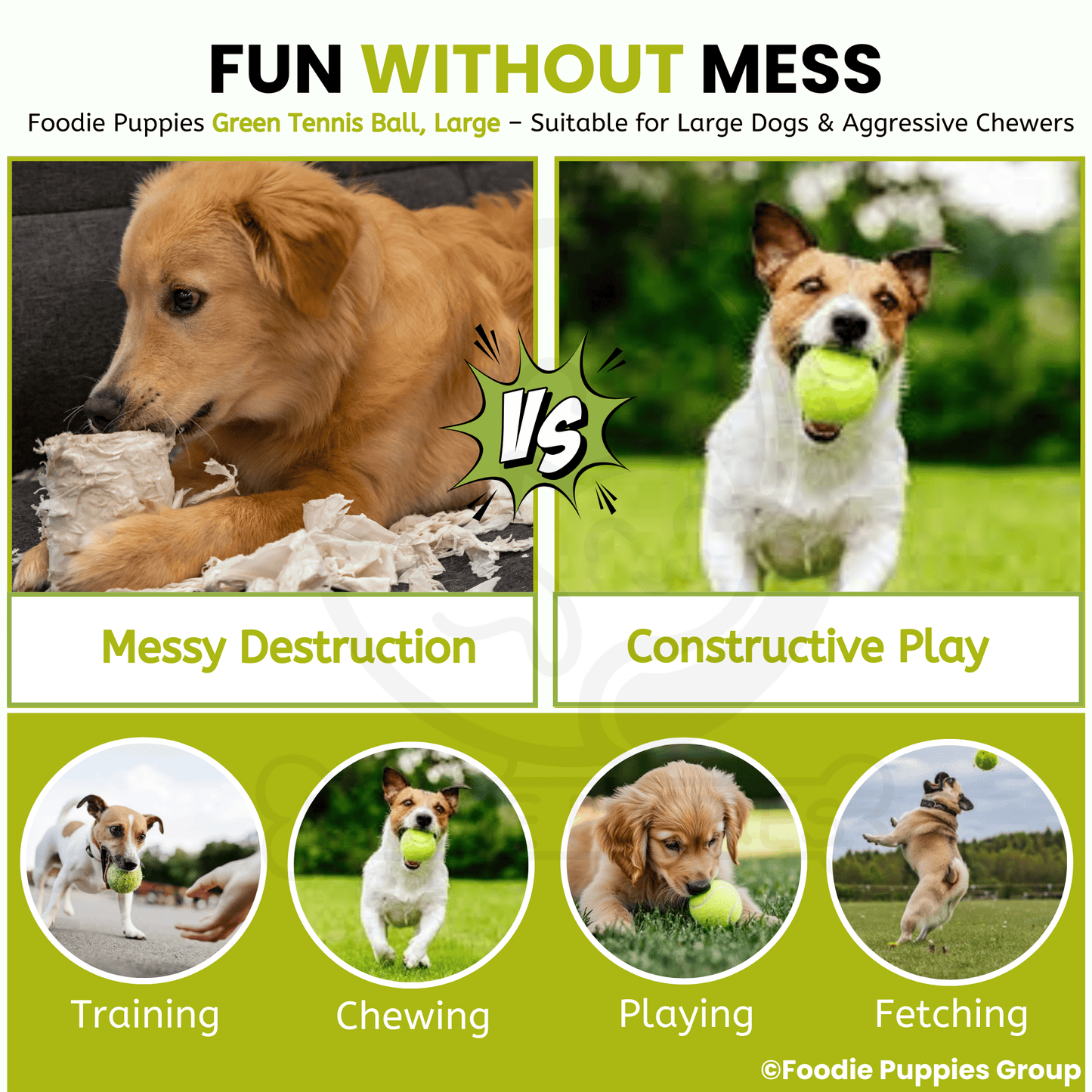 Neo Green Tennis Play Ball (Large) Dog Toy for Medium to Large Dogs