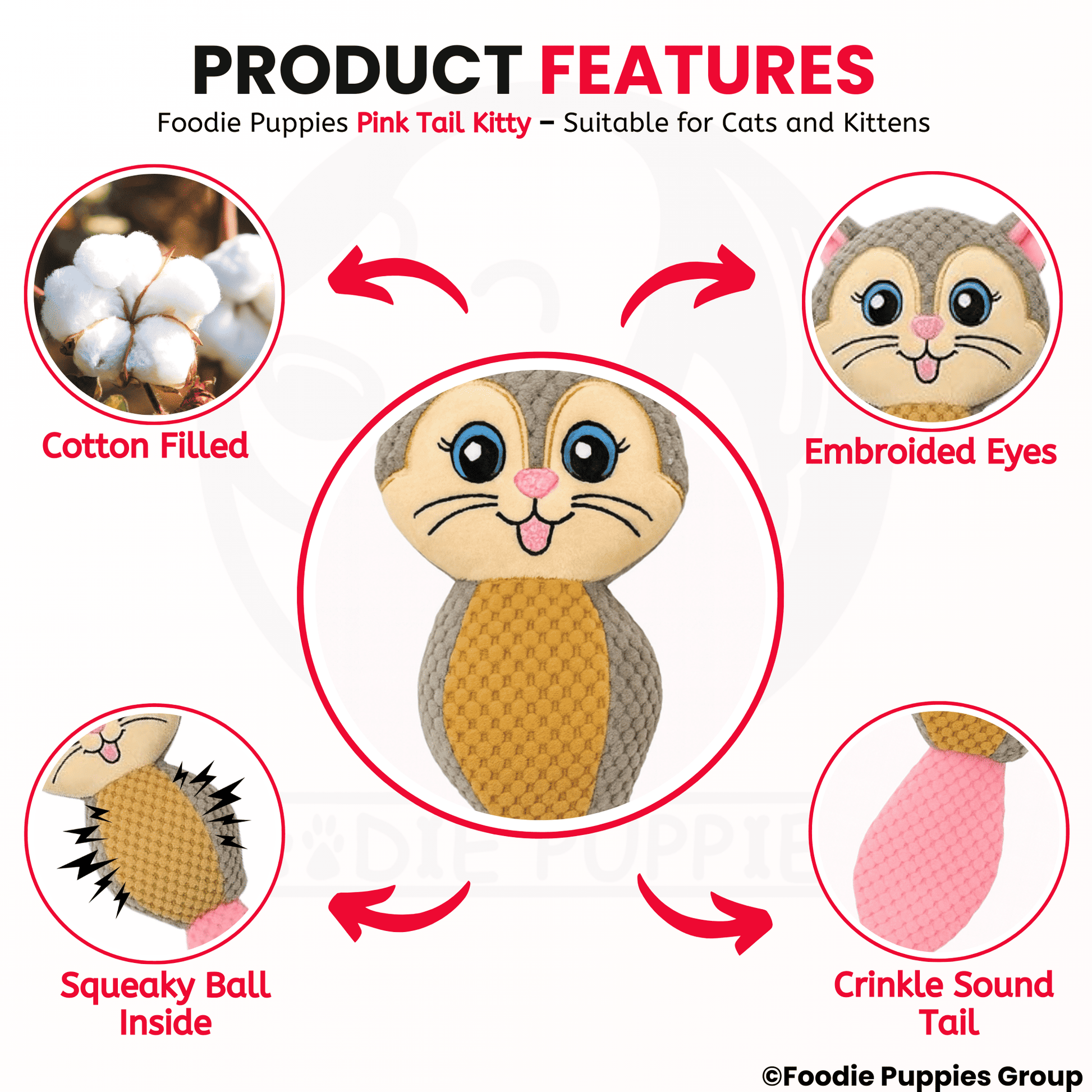 Interactive Cute Kittty Squeaky Plush Toy For Cat & Puppies