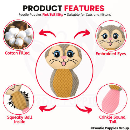Interactive Cute Kittty Squeaky Plush Toy For Cat & Puppies