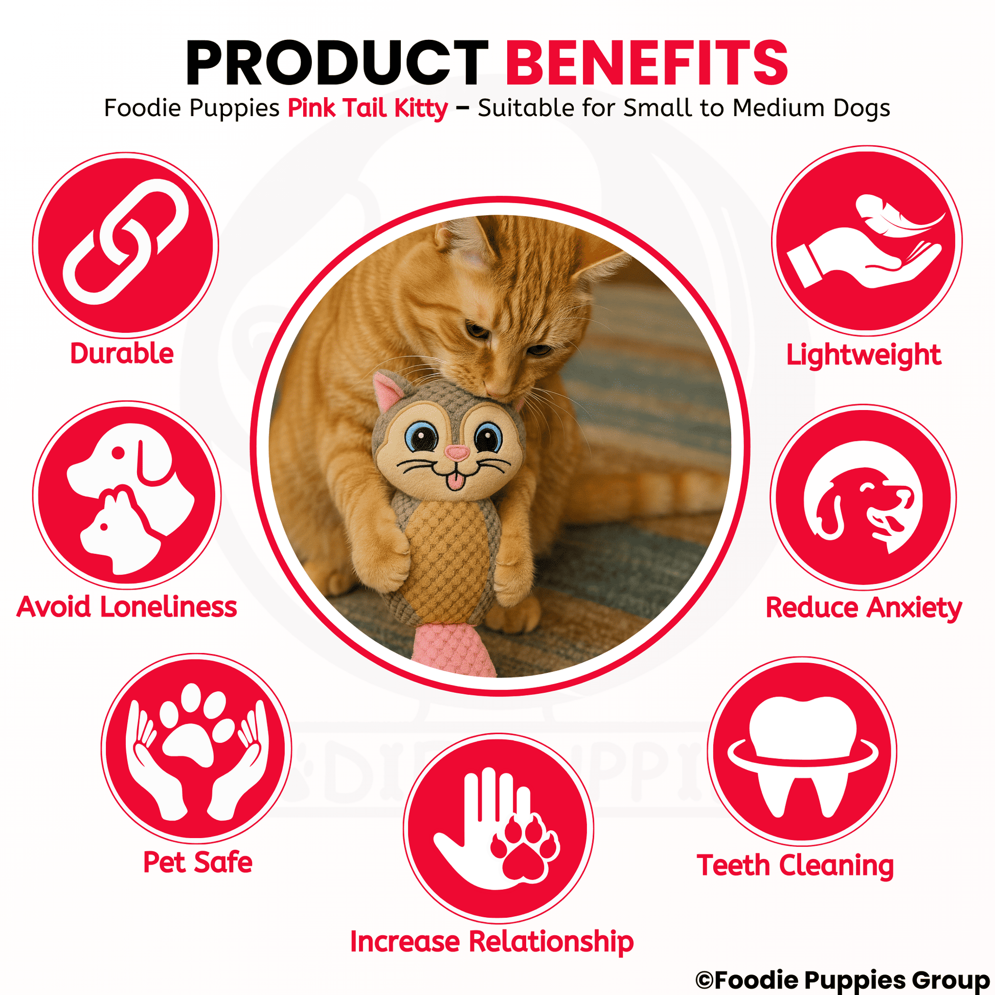 Interactive Cute Kittty Squeaky Plush Toy For Cat & Puppies