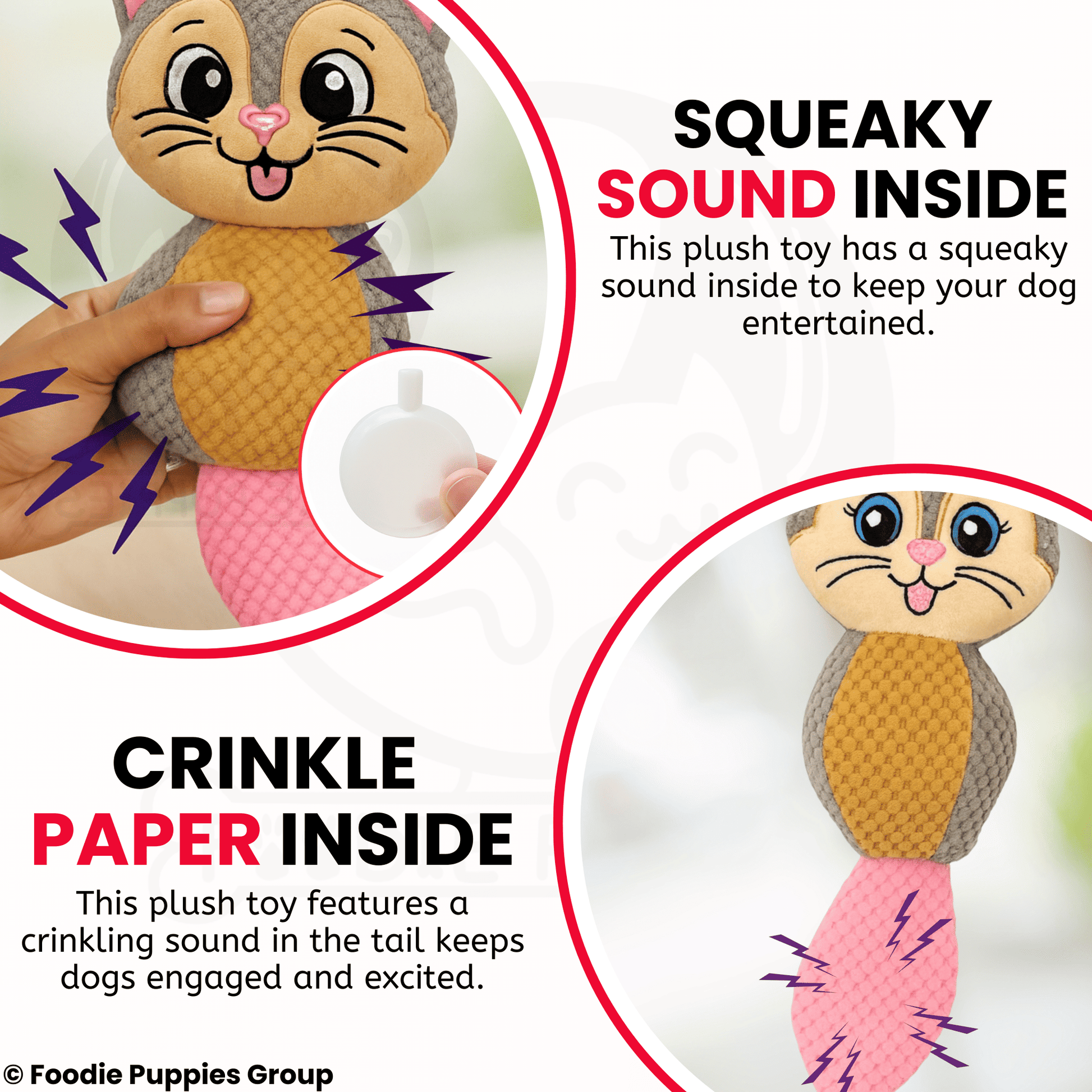 Interactive Cute Kittty Squeaky Plush Toy For Cat & Puppies